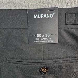 $99 NEW Murano Dress Pants Men‎ 50 x 30 ZAC Cassic Fit Flat Front Textured Black